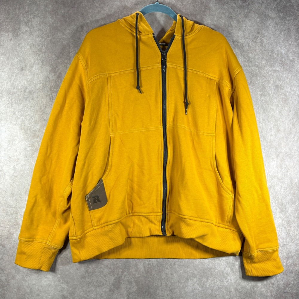 Wrangler Hoodie Sweater Mens XL Yellow Riggs Workwear Tough Layers Full Zip